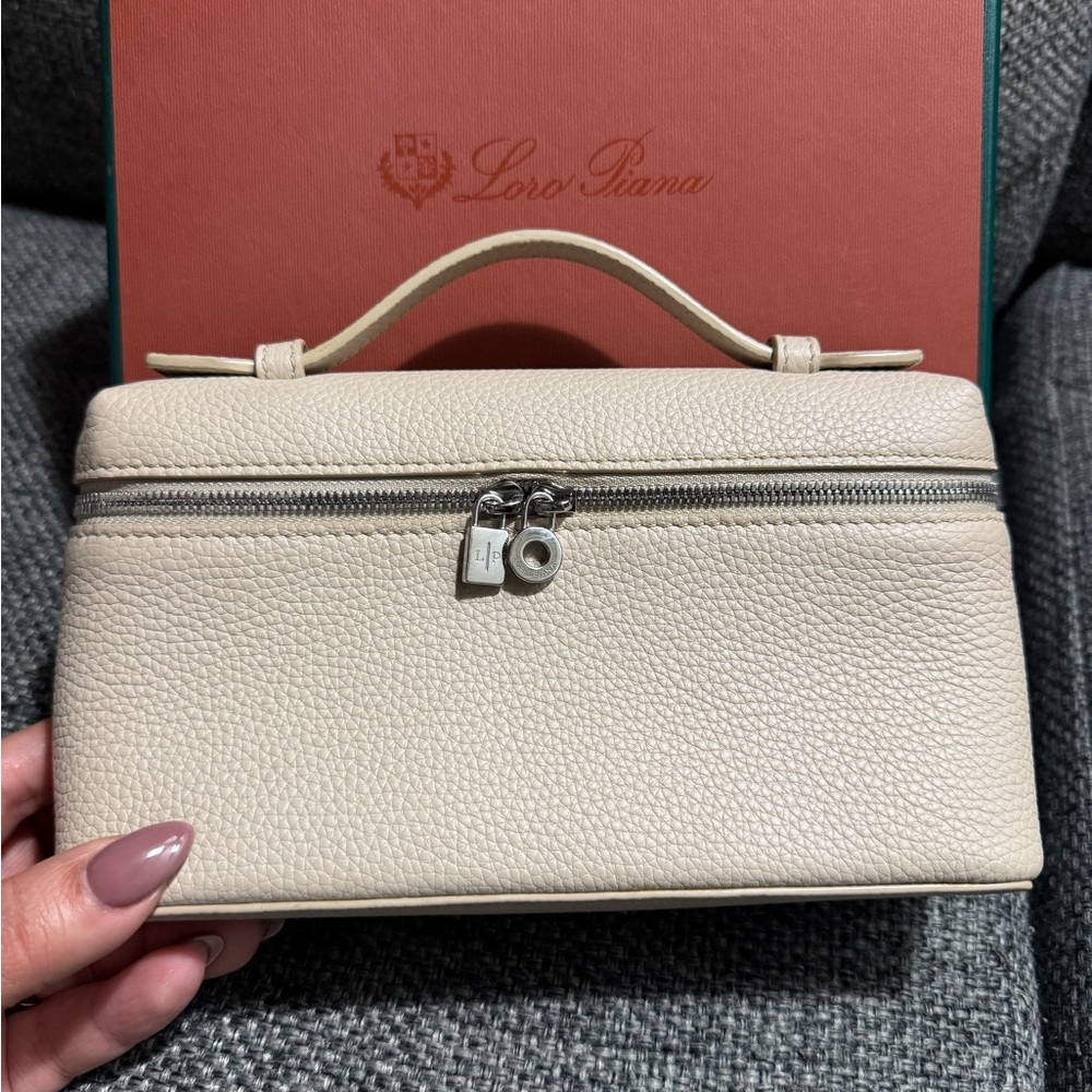 Loro Piana Textured Cream Leather with Silver Hardware